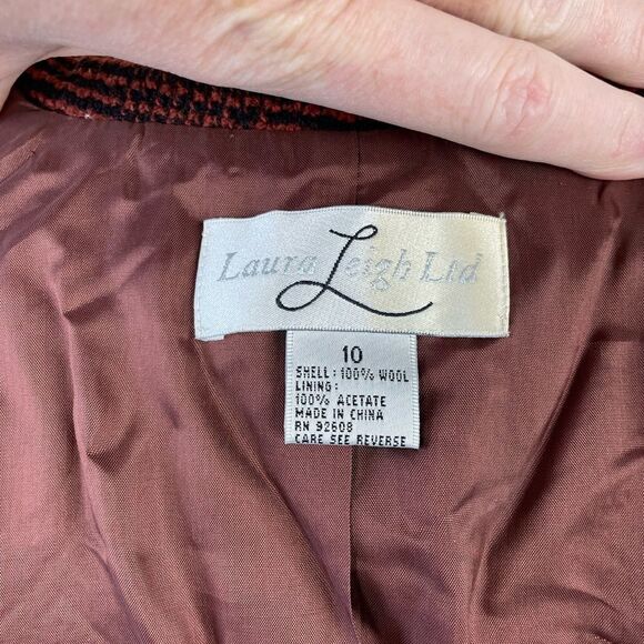 EUC Vintage Laura Leigh Ltd Womens Red and Black 100% Wool Blazer Jacket Size 10 - Picture 6 of 6